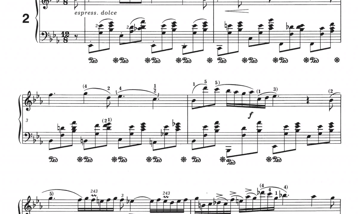Real Chopin Nocturne Op. 9 No. 2 score excerpt shown with the transposition feature