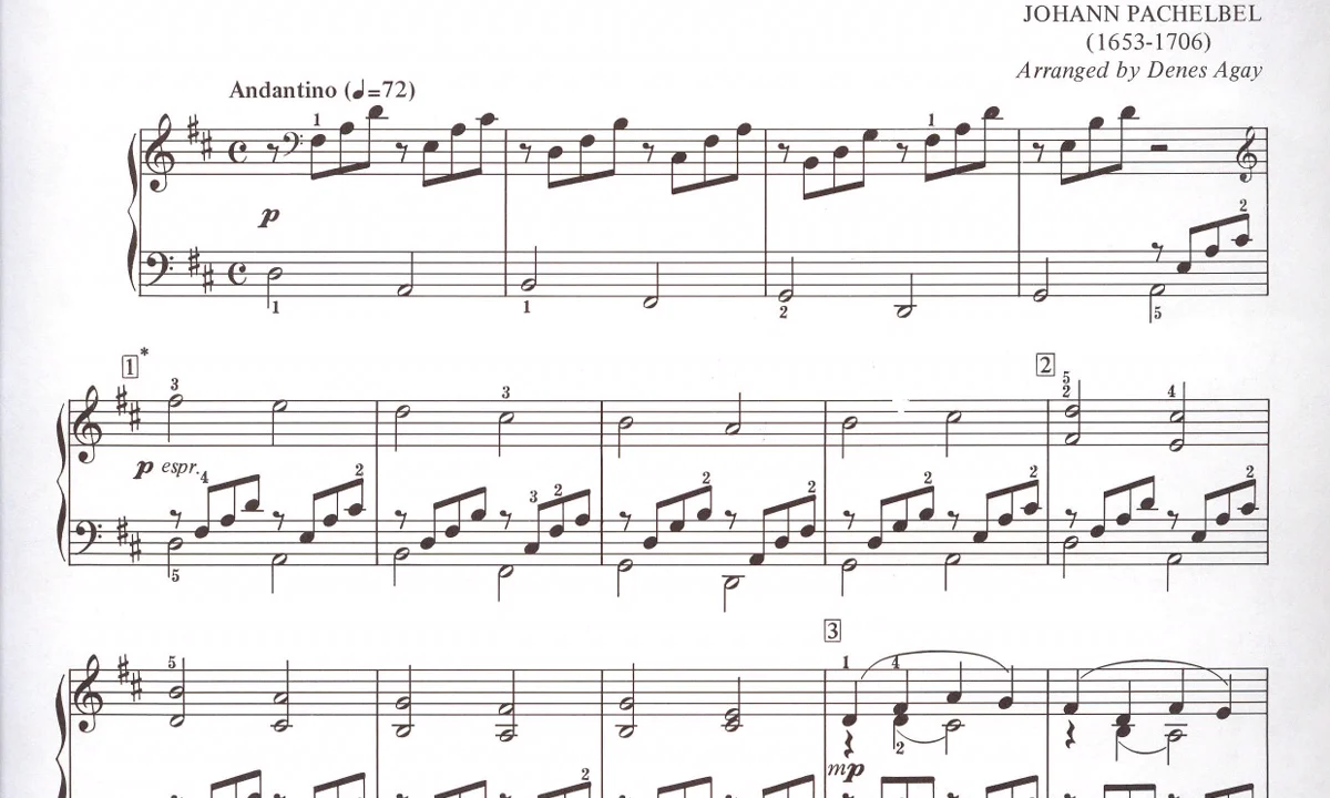 Real Pachelbel Canon in D score excerpt shown with the staff-to-Jianpu feature