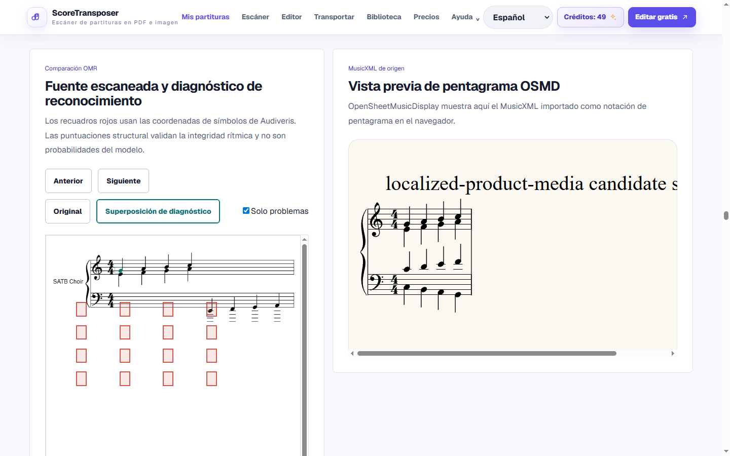 Escanea una partitura en papel, revísala y crea Jianpu en la interfaz real del producto